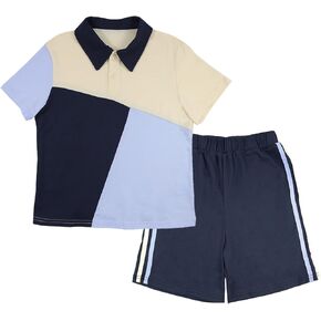 Summer Outfits for Boys 2 Piece Short Sleeve T-shirt and Shorts Set Age 6-12
