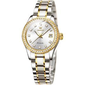 OLEVS Womens Automatic Watches Diamond Stainless Steel Self Winding Ladies Dress Wrist Watches Luminous Waterproof