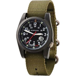 BERTUCCI A-3PS Solar Field Watch | Optic White Dial/Black Case | Nylon Band