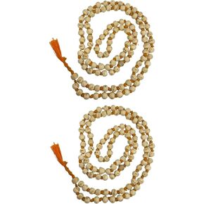 NAISHA Hare Rama Hare Krishna Tulsi Holy Basil Japa Mala 108+1 Beads Original for Daily Mantra Jaap, Bead Size: 6/7mm, (Pack of 2)