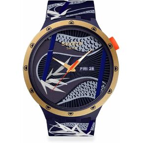 Swatch Casual Watch Unisex Blue Bio-sourced Quartz Blue and Golden Lithe Dancer