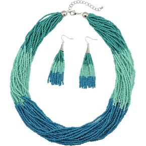 Bocar Multi Beded Beaded Dity Necklace Stet Mix Mix Strand Necklace and Acoring for Women Gift