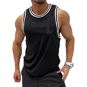SOLY HUX Men's Letter Striped Sleeveless Round Neck Casual Summer Tank Top Shirts