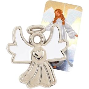 Guardian Angel Lapel Pin Gift مجموعة مع بروش معدني وبطاقة الصلاة المقدسة مجوهرات للأزياء للفتيات