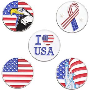 5PCS I Love USA Enamel Pins Bulk, Cartoon Cute Cool Amenrica Eagle Lapel Backpack Hat Pin Set, Decorative Crooches Button for Jeans, Jackets, Bags, Dress, Shoes