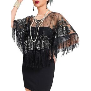 Women's 1920s Shawl Wraps,Sequin Beaded Flapper Evening Shawls for women formal/Party/Wedding/Formal/Harlem night