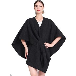 شالات Cardigan الأمامية المفتوحة للسيدات الأنيقة الصلبة بونشو روانا كيب بالإضافة