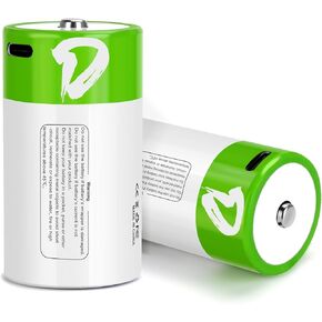 C Batteries Rechargeable 8 Pack C Size Cell Lithium Batteries LR14 5000mWh 1.5V Li-ion Power for Long-Lasting Use in Toys and Floodlights