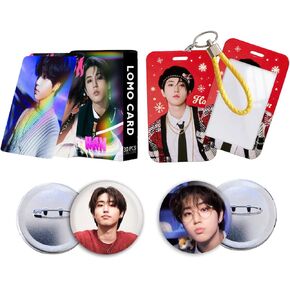 Stray Kids Album Cards 30 PCS Stray Kids Laser Card 2 PCS الألبوم Stray Kids Button Button 1 PCS Stray Kids ID حامل بطاقة (HAN)