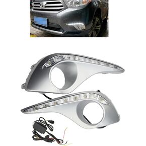 أبيض مصابيح الضباب LED LED LED أثناء النهار تشغيل الأمامي الوفير DRL إكسسوارات مصباح القيادة متوافقة مع 2011 2012 2013 Toyota Highlander