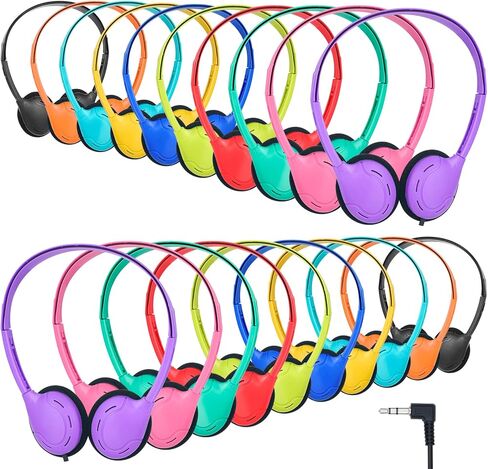 20 Pack Kids Headphones Bulk Class Set Headphones for School Students Classroom Children Toddler Boys Girls Teen and Adult Multi Color (B) in Kuwait