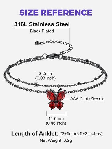 Richsteel طبقة مزدوجة القلب/الفراشة كرات الجوزة للنساء غير مشوهة بالماء ، والفضة/الذهب/الفولاذ المقاوم للصدأ الأسود 8.5-10.5 بوصة الهدايا المجوهر in Saudi Arabia