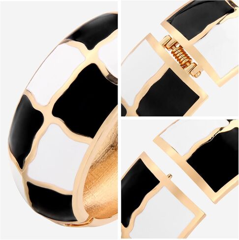 wynameleri Modern Cloisonne Bracelet Geometric Enamel Cuff Bangles Gold Hinged Bracelet Jewelry for Women Gift Box 184136 in Saudi Arabia