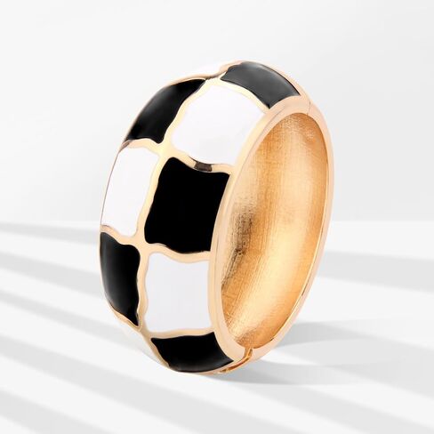 wynameleri Modern Cloisonne Bracelet Geometric Enamel Cuff Bangles Gold Hinged Bracelet Jewelry for Women Gift Box 184136 in Saudi Arabia
