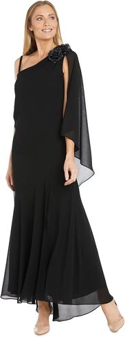 R&M Richards Women's Noir Glitter One-Shoulder Gown in Saudi Arabia