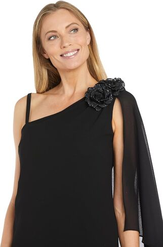 R&M Richards Women's Noir Glitter One-Shoulder Gown in Saudi Arabia