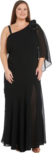R&M Richards Women's Noir Glitter One-Shoulder Gown in Saudi Arabia