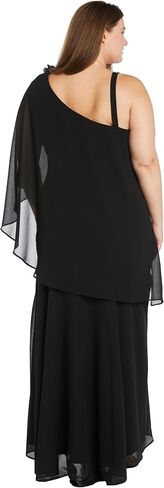 R&M Richards Women's Noir Glitter One-Shoulder Gown in Saudi Arabia