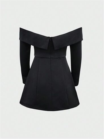SOLY HUX Women's Off The Shoulder Mini Dress Long Sleeve A Line Elegant Cocktail Party Dresses in Kuwait
