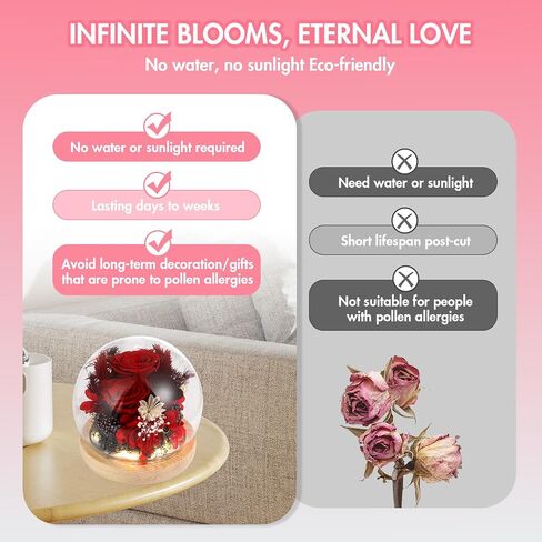 Luxury Preserved Flowers Real Roses in Gift Box for mom,Ideal Teacher Appreciation Gifts, Graduation Gifts, or Bridesmaid Gifts - Beautiful Home Decor in Saudi Arabia