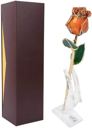 Ejoyous 24K Gold Dipped Real Rose w/Rose Stand Forever Blooming Yellow Golden Rose Her on Christmas Birthday Proposal Valentines Day Wedding Anniversary, Yellow with Stand in Saudi Arabia