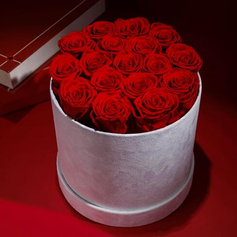 17 Flowers in a Luxury Suede Box, Birthday Gifts for Women, Preserved Flowers, Mothers Day Roses Gift for Mom, Bossy Pink in Saudi Arabia