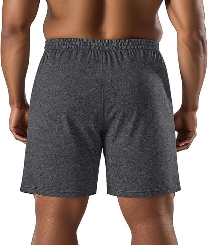 Ficerd 3 Pack Men's Big and Tall Cotton Lounge Pajama Casual Drawstring Jersey Shorts with Pockets PJ Gym Summer Clothes in Saudi Arabia