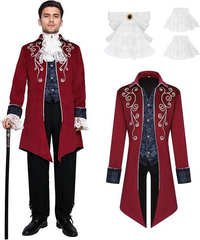 رجال من العصور الوسطى steampunk tailcoat سترة القوطية الفستان الفيكتوري معطف موحد عيد الهالوين حفلة تأثيري in Kuwait
