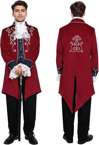رجال من العصور الوسطى steampunk tailcoat سترة القوطية الفستان الفيكتوري معطف موحد عيد الهالوين حفلة تأثيري in Kuwait