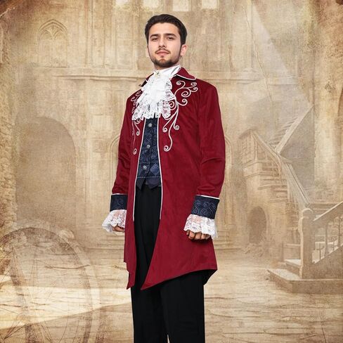 رجال من العصور الوسطى steampunk tailcoat سترة القوطية الفستان الفيكتوري معطف موحد عيد الهالوين حفلة تأثيري in Kuwait