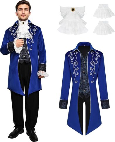 Men Medieval Steampunk Tailcoat Jacket Gothic Victorian Frock Coat Uniform Halloween Party Cosplay Gentleman Costumes in Saudi Arabia