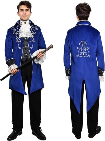 Men Medieval Steampunk Tailcoat Jacket Gothic Victorian Frock Coat Uniform Halloween Party Cosplay Gentleman Costumes in Saudi Arabia