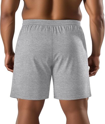 Ficerd 3 Pack Men's Big and Tall Cotton Lounge Pajama Casual Drawstring Jersey Shorts with Pockets PJ Gym Summer Clothes in Saudi Arabia