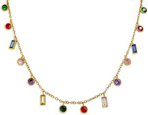 Gold Charm Pendent Choker Necklace for Woman, Boho Dainty Gemstone CZ Rhinestone Dangle Chain Necklaces Prom Fashion Jewelry Wedding Gift in Kuwait