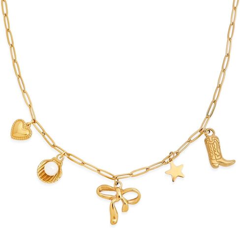 Gold Charm Pendent Choker Necklace for Woman, Boho Dainty Gemstone CZ Rhinestone Dangle Chain Necklaces Prom Fashion Jewelry Wedding Gift in Kuwait