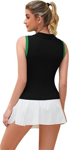 Women Golf Shirt Sleeveless Collared Shirts UPF 50+ 1/4 Zip Up Workout Tank Tops in Saudi Arabia