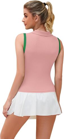 Women Golf Shirt Sleeveless Collared Shirts UPF 50+ 1/4 Zip Up Workout Tank Tops in Saudi Arabia