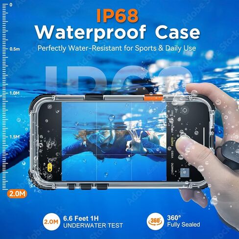 جراب WIFORT لهاتف iPhone 15 Pro Max مقاوم للماء، [IP68 مقاوم للغبار تحت الماء] [شاشة مدمجة] [مقاوم للصدمات العسكرية بطول 15 قدم] غطاء حماية محكم الغلق 360 درجة جراب هاتف بلوري مغناطيسي 6.7 بوصة أزرق in Saudi Arabia