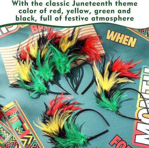Juneteenth Headbands for Women June 19th Decor Feather Fascinator African Black Freedom Day Decor in Saudi Arabia
