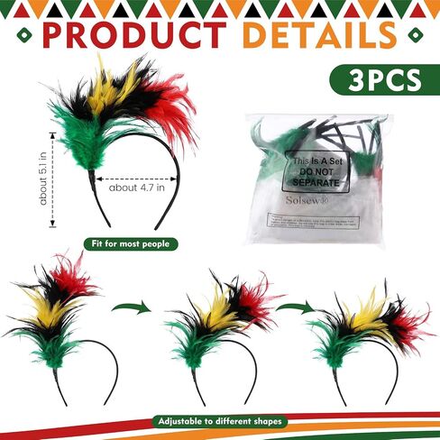 Juneteenth Headbands for Women June 19th Decor Feather Fascinator African Black Freedom Day Decor in Saudi Arabia
