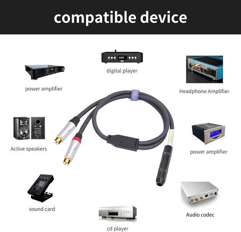 كابل مقسم صوت ستيريو RCA ذكر إلى 1/4 أنثى؛ 6.35 مم أنثى إلى 2 ذكر RCA، كابل صوت RCA مزدوج إلى 1/4 بوصة أنثى - 1 قدم in Saudi Arabia