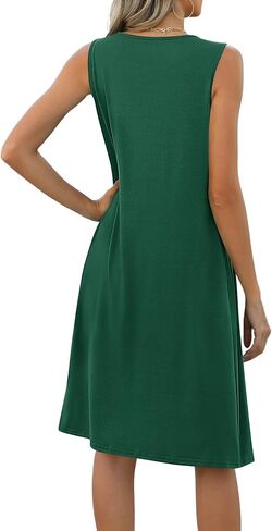 LOMON Womens Casual Summer Dresses Floral Beach Sleeveless Crewneck Pleated Tshirt Sundresses with Pockets in Saudi Arabia