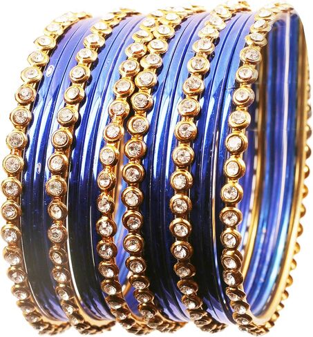 Touchstone "Colorful Collection Indian Bollywood Alloy Line Single Line Clear Rhinestone و Sensed Bangle Bangle Set من 18 بلهجة ذهبية عتيقة للنساء. in Kuwait