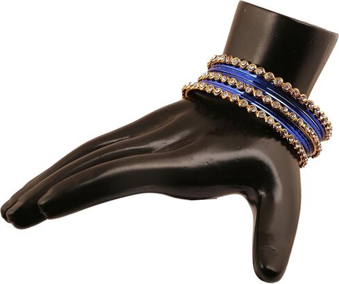 Touchstone "Colorful Collection Indian Bollywood Alloy Line Single Line Clear Rhinestone و Sensed Bangle Bangle Set من 18 بلهجة ذهبية عتيقة للنساء. in Kuwait
