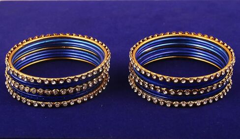 Touchstone "Colorful Collection Indian Bollywood Alloy Line Single Line Clear Rhinestone و Sensed Bangle Bangle Set من 18 بلهجة ذهبية عتيقة للنساء. in Kuwait