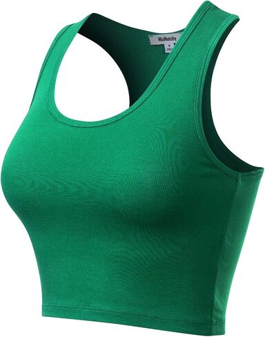 MixMatchy Women's Casual Basic Sports Crop Tank Tops Racerback Running Yoga Tanks Cotton Sleeveless Gym Shirts in Saudi Arabia