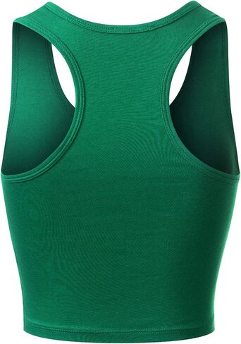 MixMatchy Women's Casual Basic Sports Crop Tank Tops Racerback Running Yoga Tanks Cotton Sleeveless Gym Shirts in Saudi Arabia