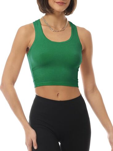 MixMatchy Women's Casual Basic Sports Crop Tank Tops Racerback Running Yoga Tanks Cotton Sleeveless Gym Shirts in Saudi Arabia
