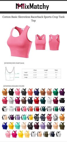 MixMatchy Women's Casual Basic Sports Crop Tank Tops Racerback Running Yoga Tanks Cotton Sleeveless Gym Shirts in Saudi Arabia