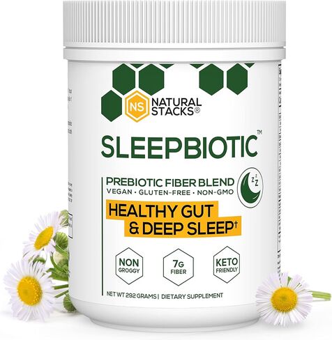 SleepBiotic Prebiotic Fiber Blend - Prebiotic Fiber Powder w/German Chamomile & Green Banana Flour - Prebiotic Powder Fiber Supplement for Healthy Gut 292g [20 Servings] in Saudi Arabia